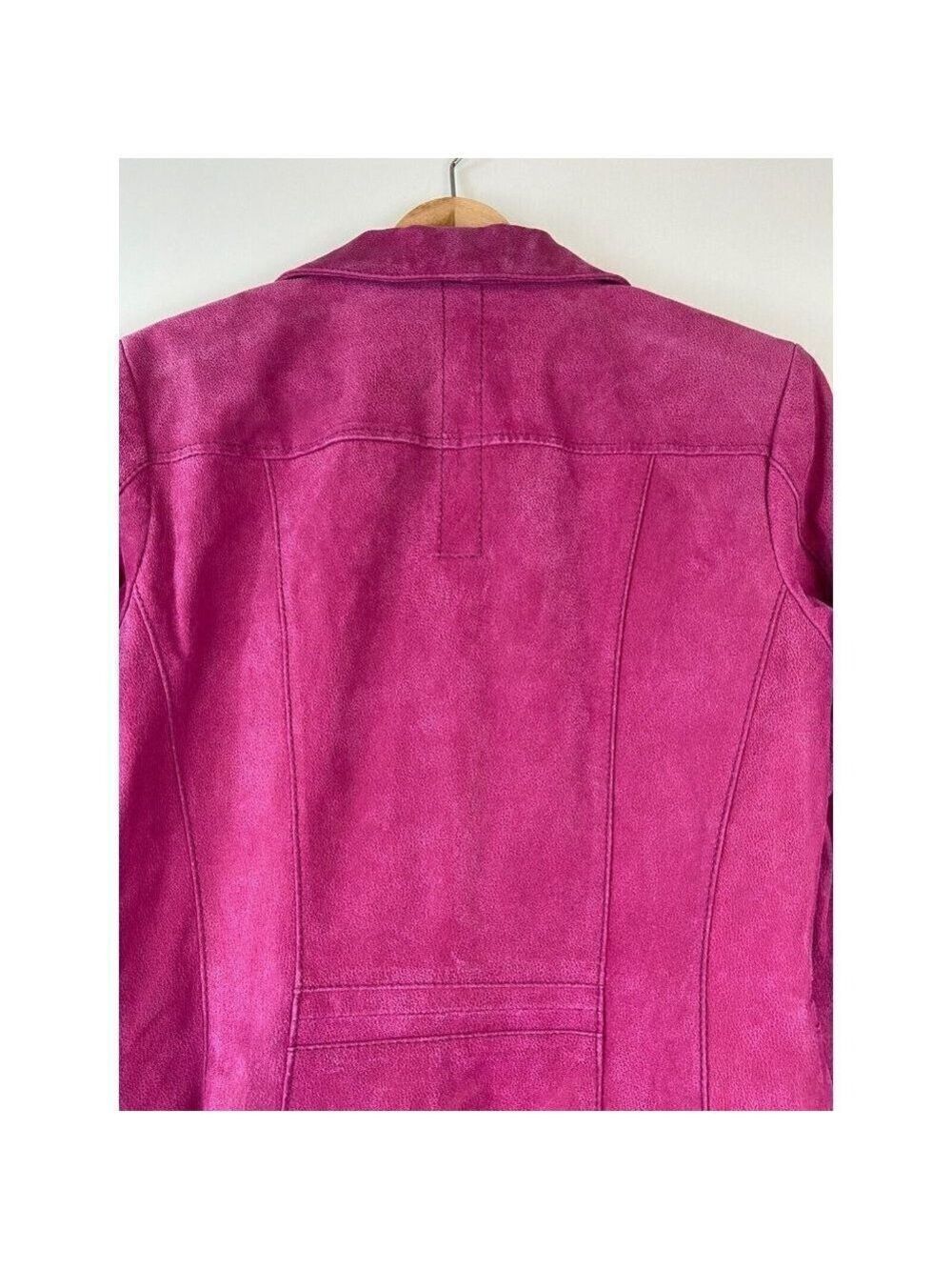 Danier Women's Vintage Hot Pink Genuine Leather Jacket Size Small / UK 12 - Picture 9 of 12